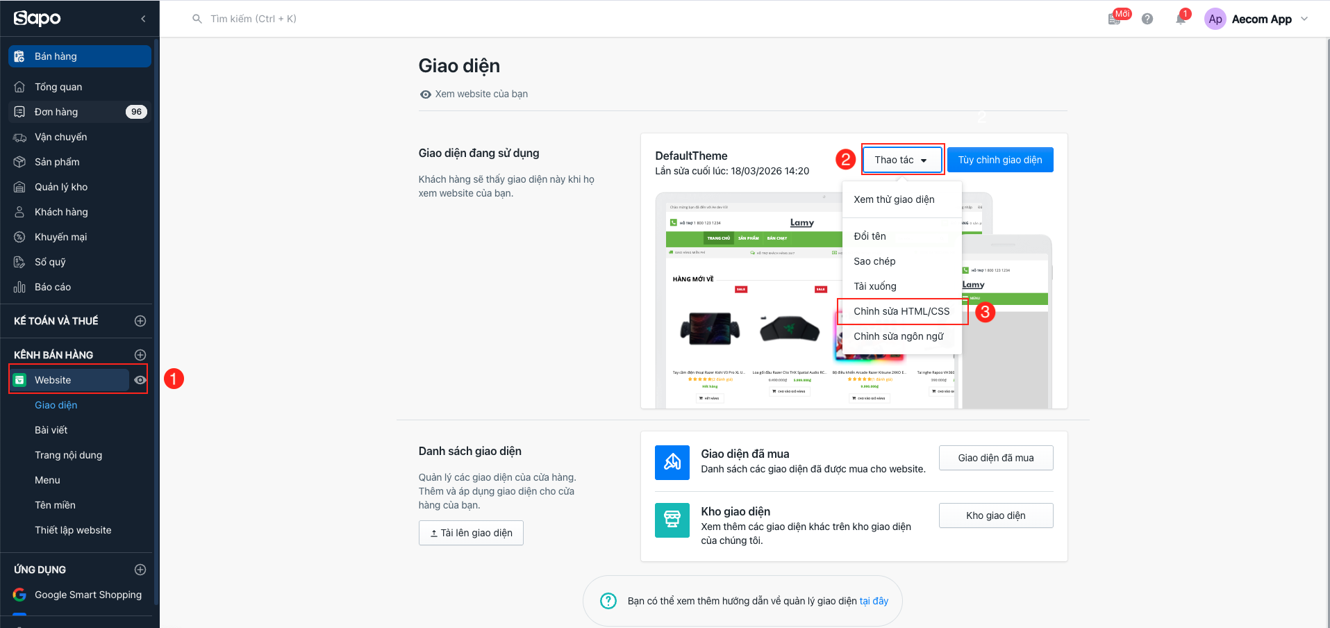 Chỉnh sửa website bán hàng