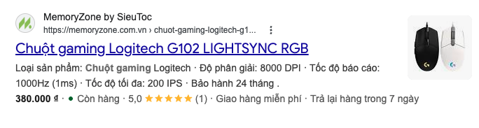 Kết quả SEO trên google